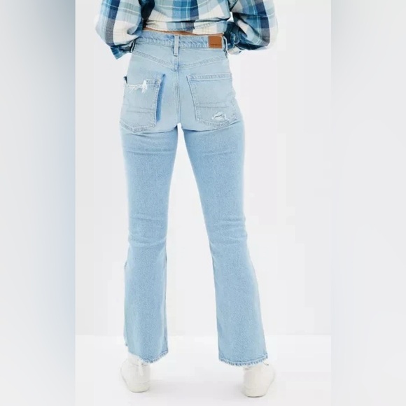 American Eagle 90s Flare Stretch Super High Rise Jeans Size 18 34W 29" Inseam - Picture 3 of 12